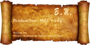 Busbacher Márió névjegykártya